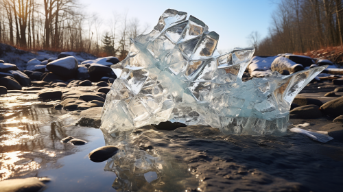 Cracking chunk of floating ice