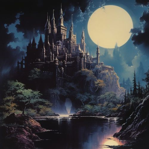 Dark fantasy book cover with floating island castle Dark fantasy book cover with floating island castle