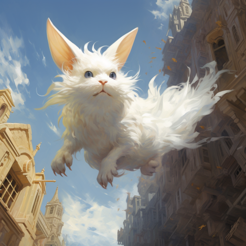Floating White Creature Rabbit Cat Building Floating White Creature Rabbit Cat Building