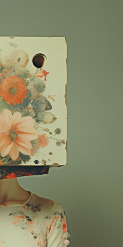 Woman holding a floral decoupage box