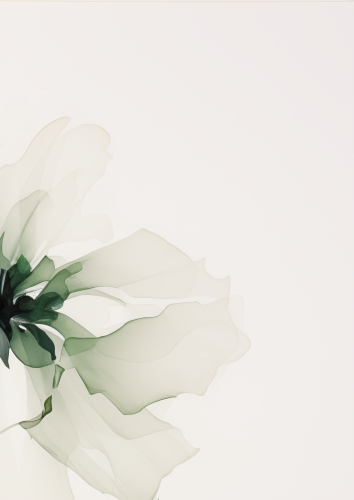 Green Flower Minimalist Ink Wash