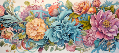 Colorful flower illustration in pencil