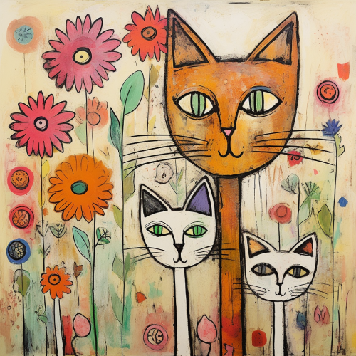 Colorful flowers drawing in a childish style