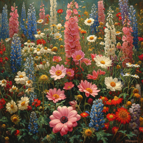 Colorful Blooming Flowers in Garden