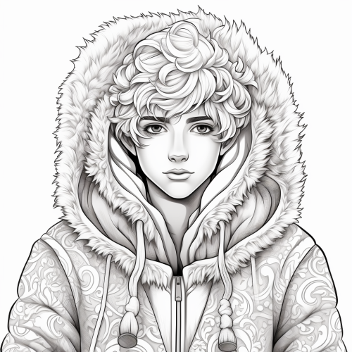 Ken in fluffy wool hoodie coloring page