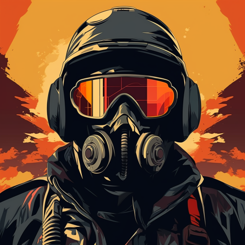 Jet Flying Poster with Masked Face