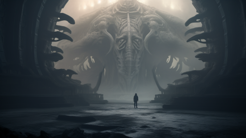 Foggy approach to creepy alien keep Foggy approach to creepy alien keep