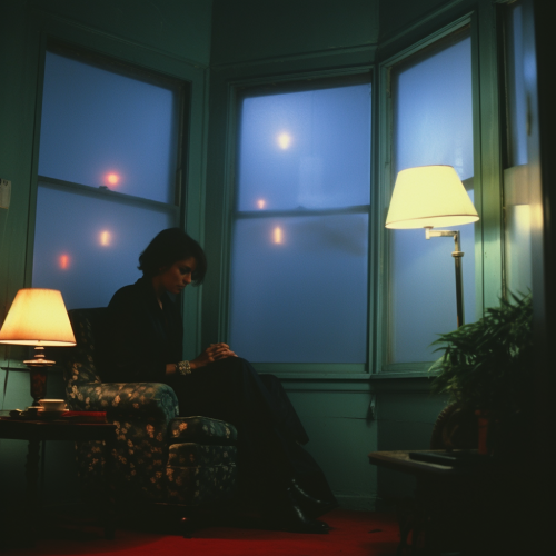 Woman in a mystical foggy room Woman in a mystical foggy room