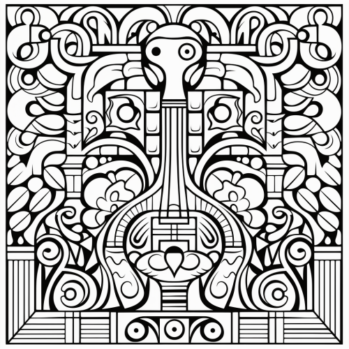 Folk Painting Coloring Page Adults