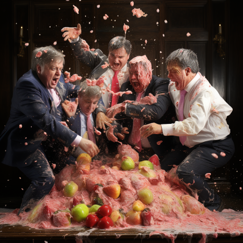 Politicians engage in epic food fight Politicians engage in epic food fight