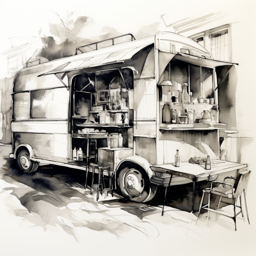 Abstract food wagon in hotel bar