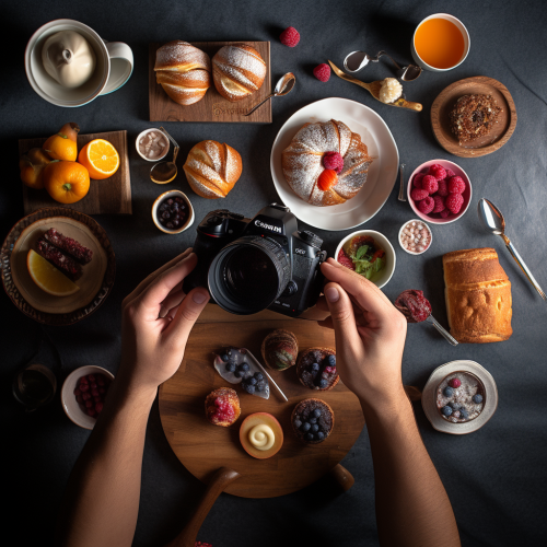 Illustration of a food photographer capturing culinary delights