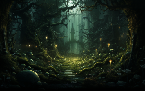 Mysterious forbidden forest during sunset Mysterious forbidden forest during sunset