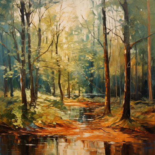 Abstract forest painting on canvas