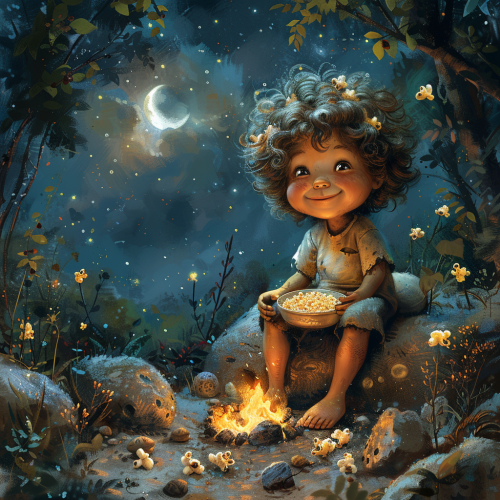 cute rock kid in forest