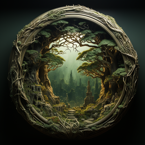 Art Nouveau forest scene frame