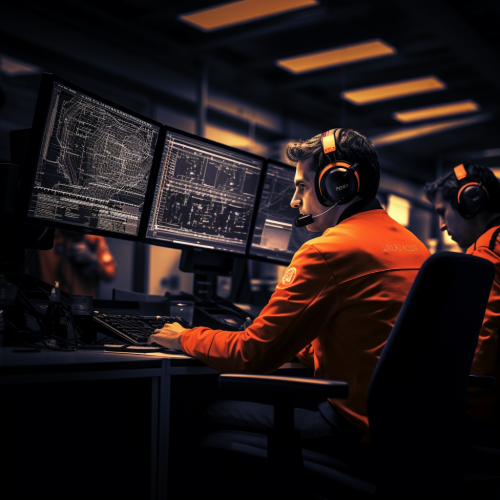 Formula 1 Control Team in Hyper Realistic Cinematic Lighting