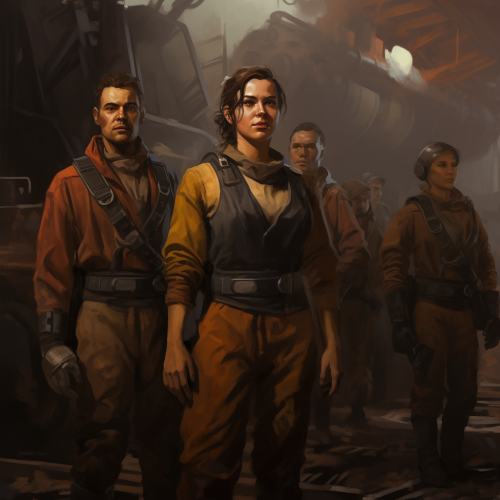 Photorealistic Foundry Workers in DUNE Style