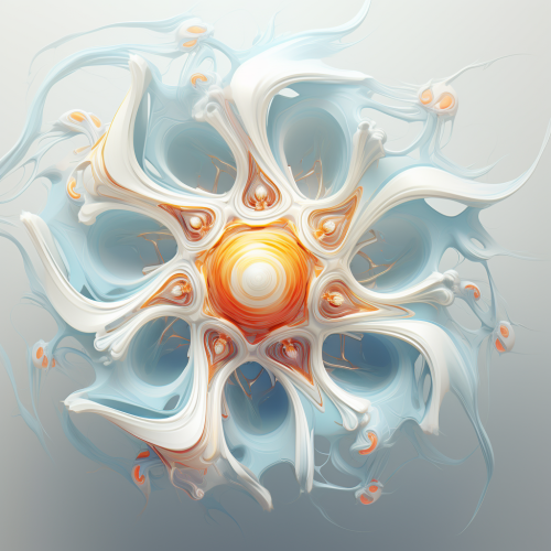 Colorful fractal blob on light blue background