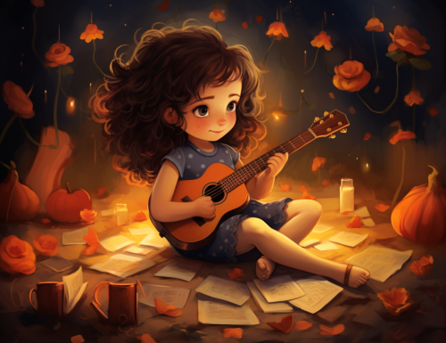 Girl playing with joy and imagination