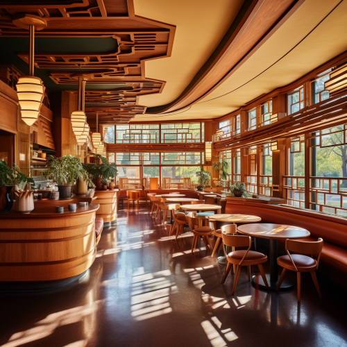 Cafe with Frank Lloyd Wright influence