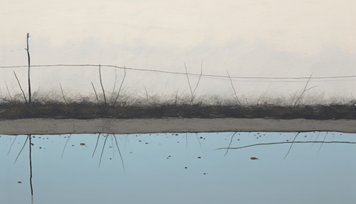 Minimal landscape painting by Fred Williams