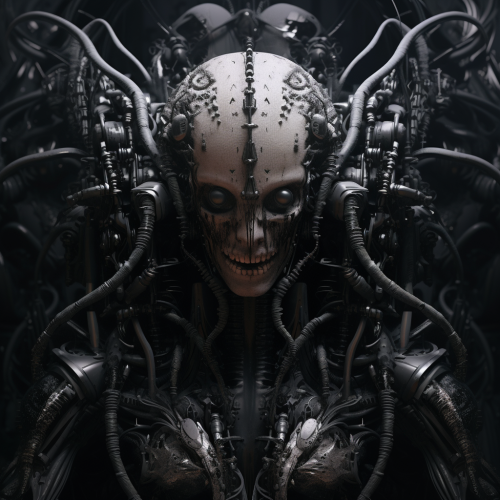 Dark and eerie Freddy Kreuger in HR Giger style