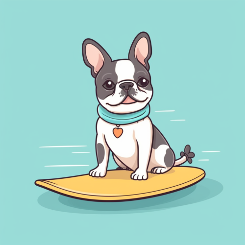 Cute French Bulldog on Surfboard
