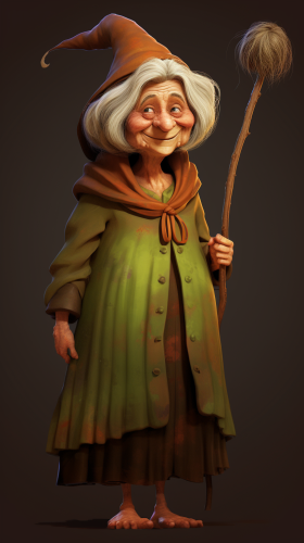 Friendly witch with Pixar art style