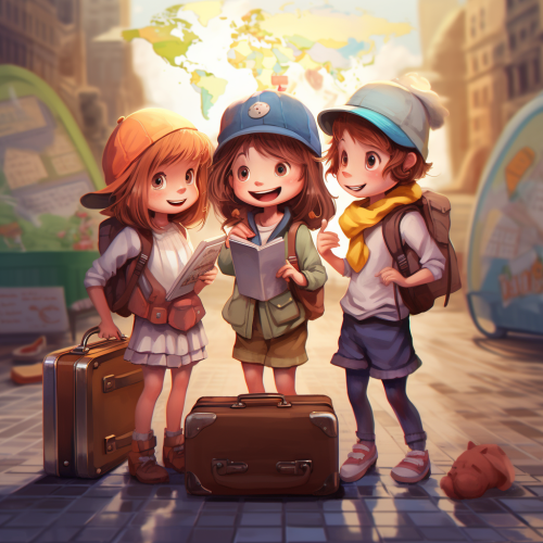 Group of friends traveling the world