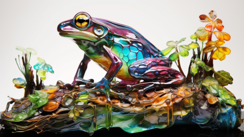 Beautiful frog in a forest artwork