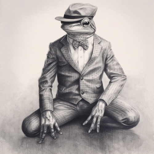 Frog in Suit in Rider Pose