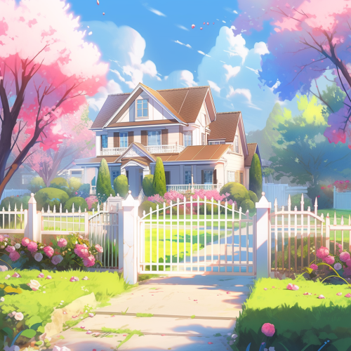 Front house with flower garden