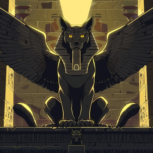 Anime Pharaon Sphinx Statue Yellow Eyes
