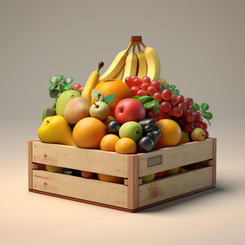Assorted Fresh Fruits in Wooden Box