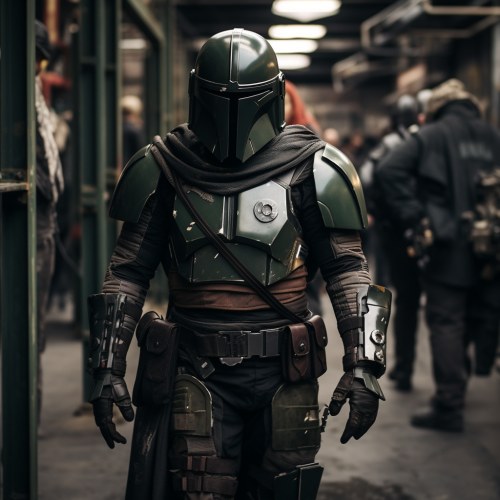 Mandalorian cosplay in full body suit