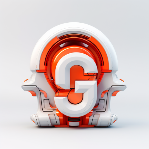Abstract 3D logo in scarlett orange