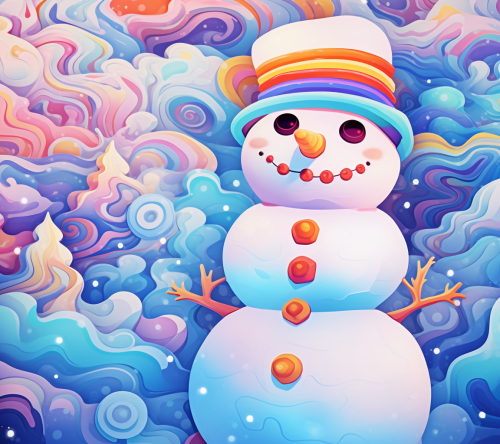 Colorful Funky Snowman Illustration