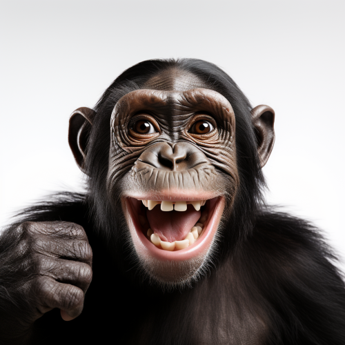 Funny chimp on white background