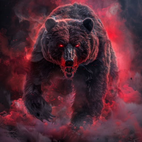 Angry bear with red eyes