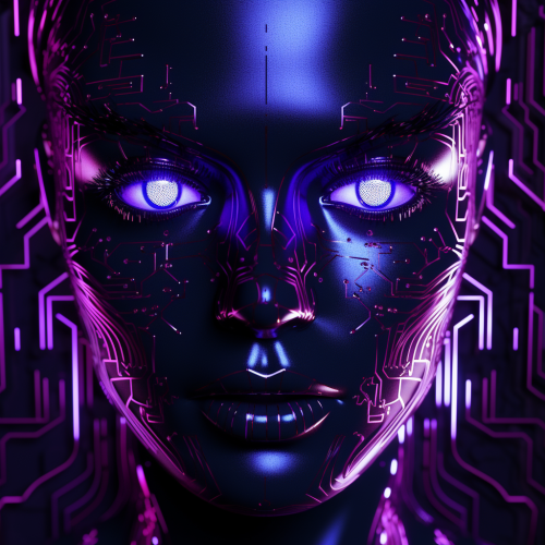 Future face with neon colors