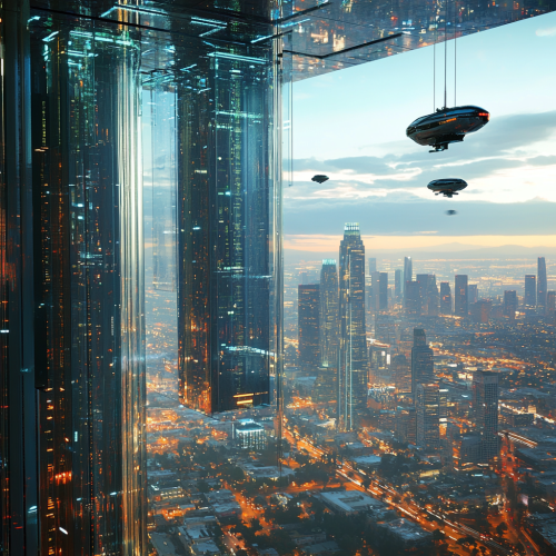 futuristic Los Angeles city night lights