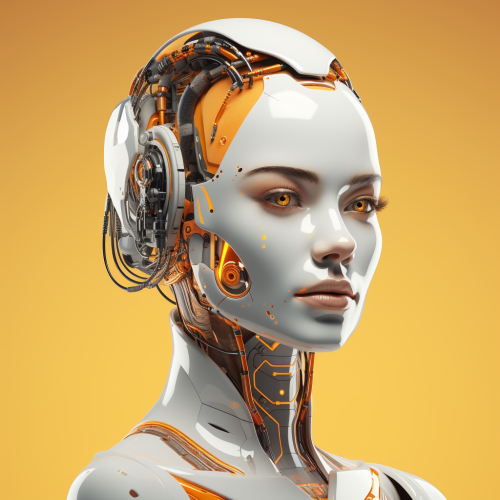 Futuristic AI Robot Woman with Creative Idea