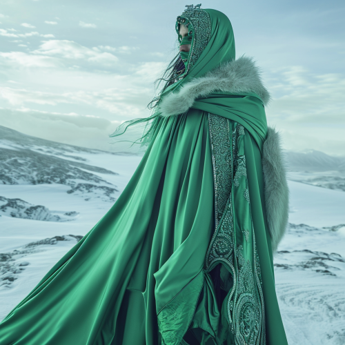 Arabic woman in futuristic green robes