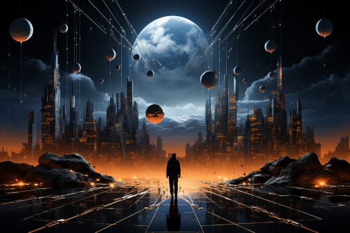 futuristic city jedi t-shirt design