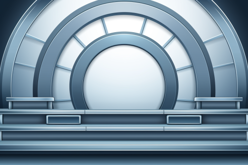 Futuristic clean stage with blank center Futuristic clean stage with blank center