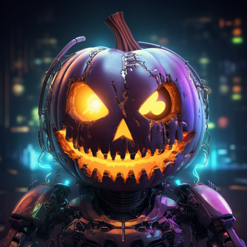 Colorful cyberpunk halloween pumpkin
