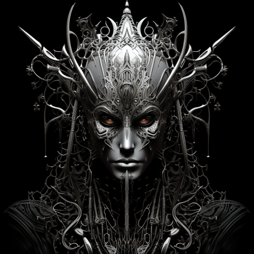 Cyber Gothic Black Metal Line Art
