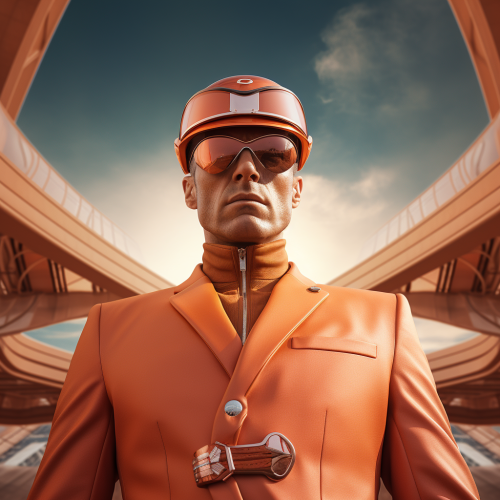 Futuristic cybersecurity agent in elegant uniform Futuristic cybersecurity agent in elegant uniform