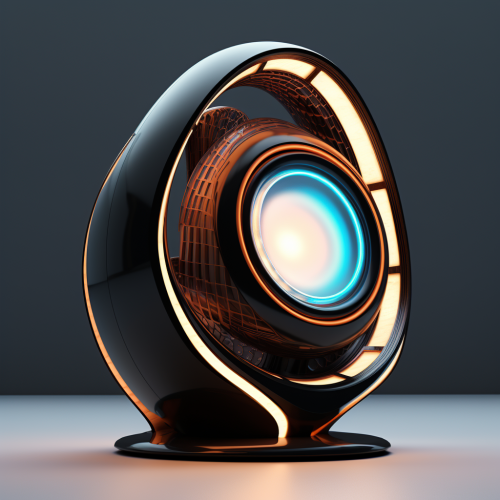 A futuristic desktop speaker in science